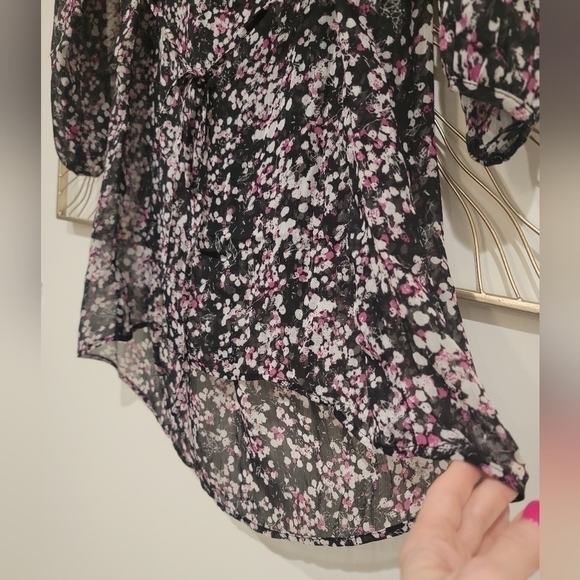 Old Navy Sheer Abstract Floral V Neck Maternity Babydoll Tunic Top Blouse Medium - Picture 9 of 12